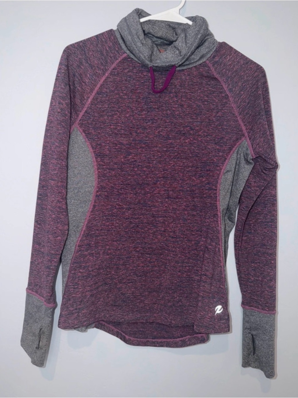 Energy Zone Heather Plum & Gray Cowl Neck Pullover